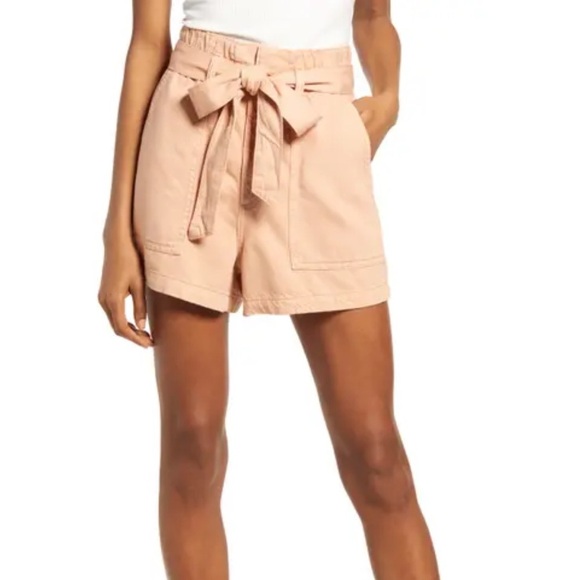 AG Adriano Goldschmied Kai Paperbag Elastic Waist High Rise Denim Shorts - Picture 3 of 10